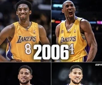 2006年科比从8号换成24号 20年后他的门徒布克也换号了